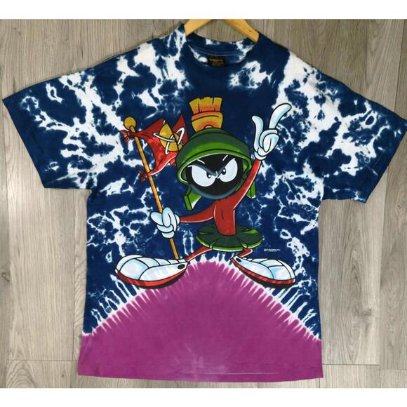 Vintage 1998 Marvin the Martian Tie Dye Looney Tunes Changes T Shirt XL USA #5
